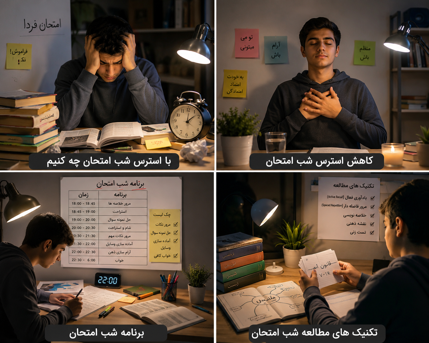 با استرس شب امتحان چه کنیم؟